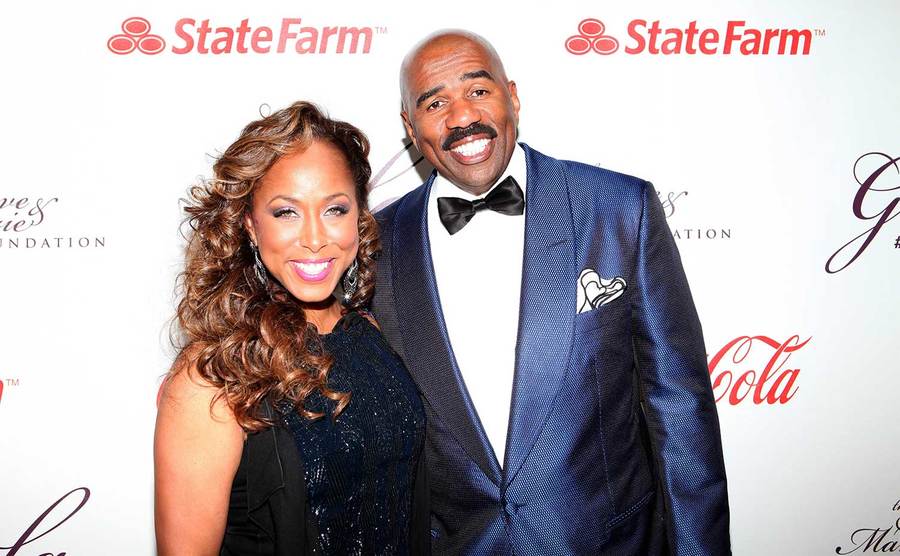 Marjorie and Steve Harvey attend an event. 