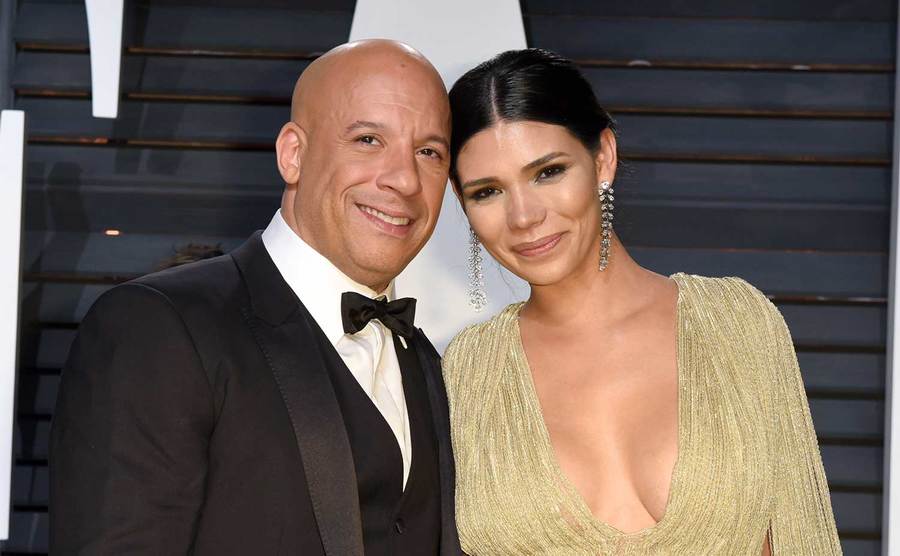 Vin Diesel and Paloma Jimenez attend the 2017 Vanity Fair Oscar Party