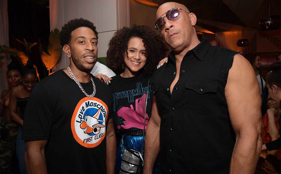 Chris “Ludacris” Bridges, Nathalie Emmanuel and Vin Diesel attend the Fast & Furious F9 After Party. 