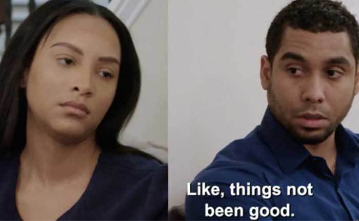 Pedro Jimeno tells Chantel Everett that things havent been good. 