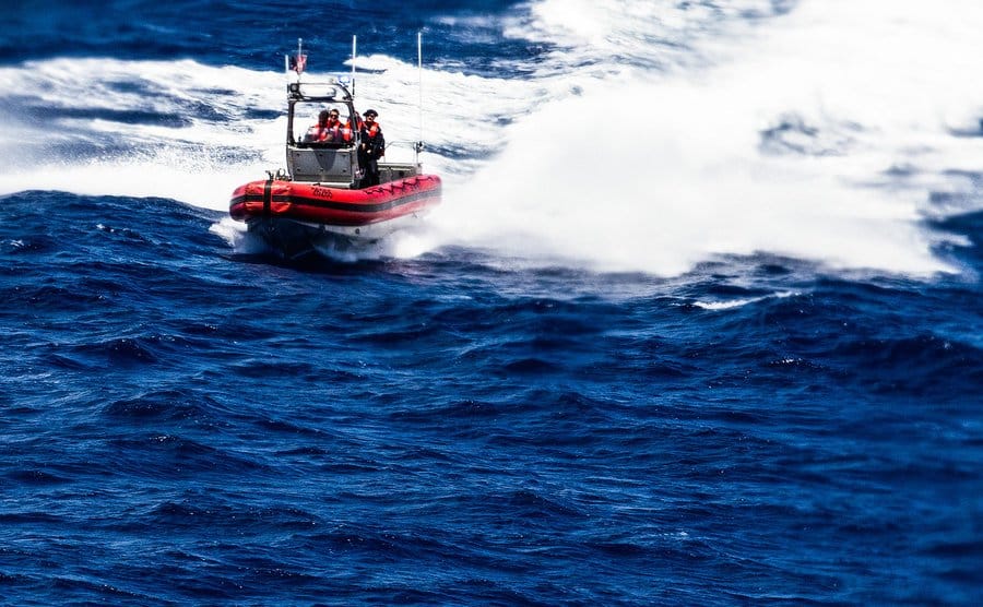An image of a coast guard patrol in the sea.