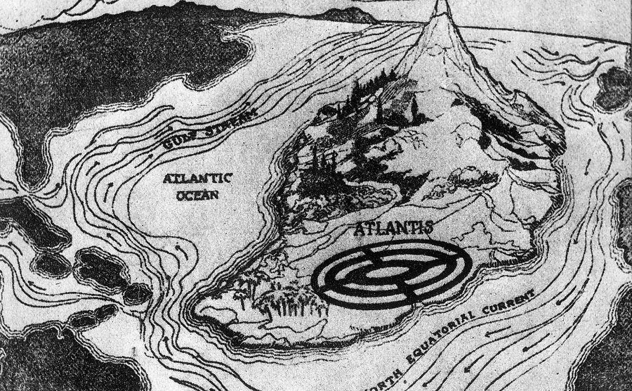 A dated illustration of Atlantis location.