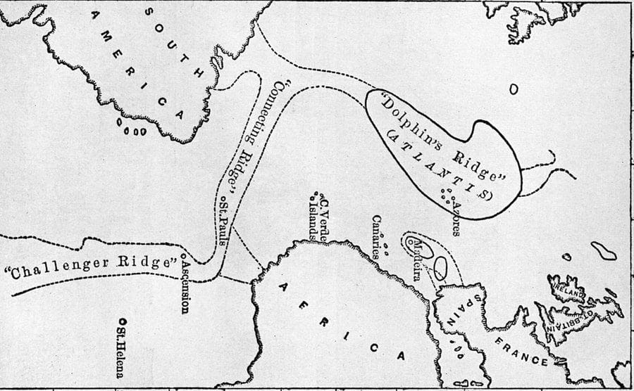 A map showing the location of the mythical Atlantis.