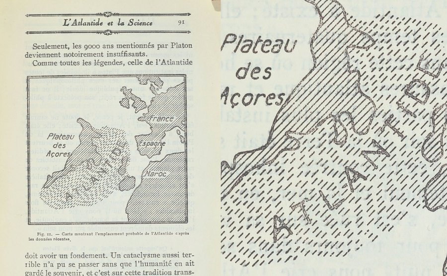 A cartography showing the location of Atlantis.