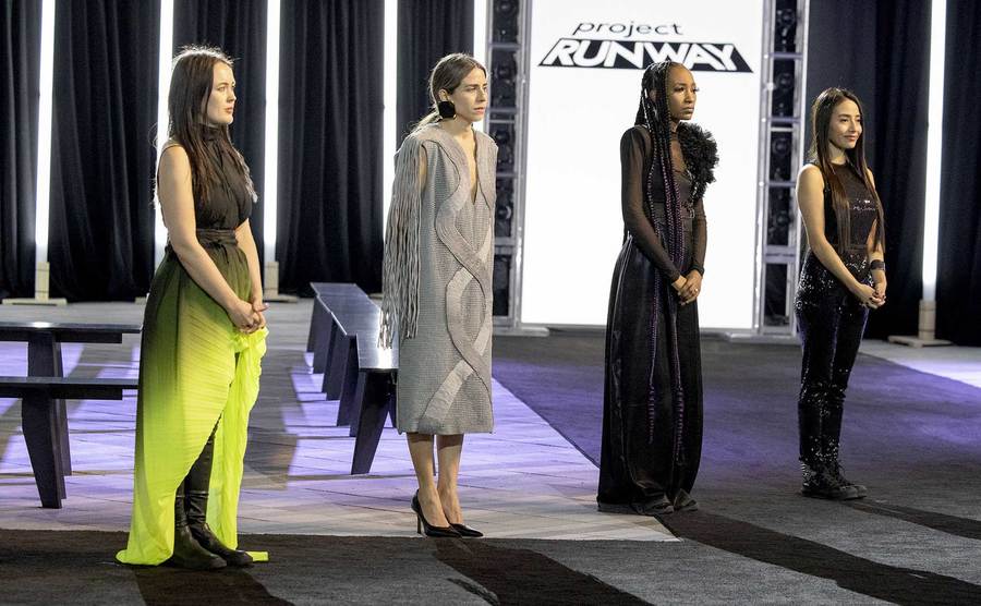 Contestants wait to be judged on Project Runway. 