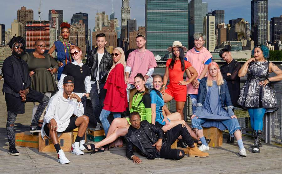 Season 16 cast poses on the New York skyline. 