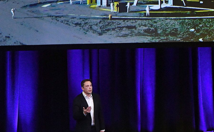 Musk speaks during a conference.