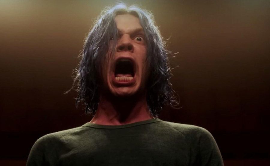 Peters is seen screaming in a still from AHS. 