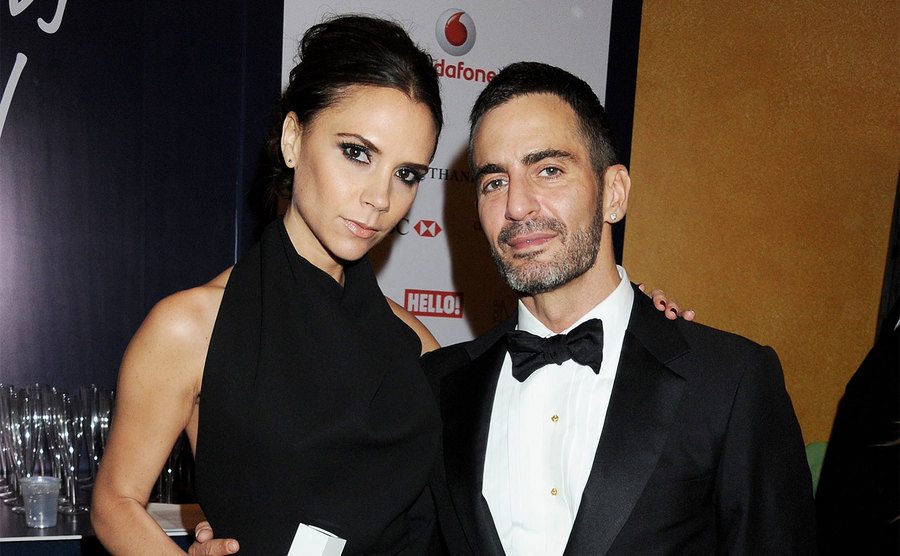 Victoria Beckham and Marc Jacobs pose at the British Fashion Awards. 