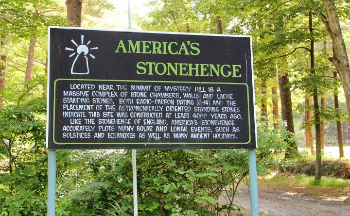 A sign at the entrance to America’s Stonehenge explaining what you may find. 