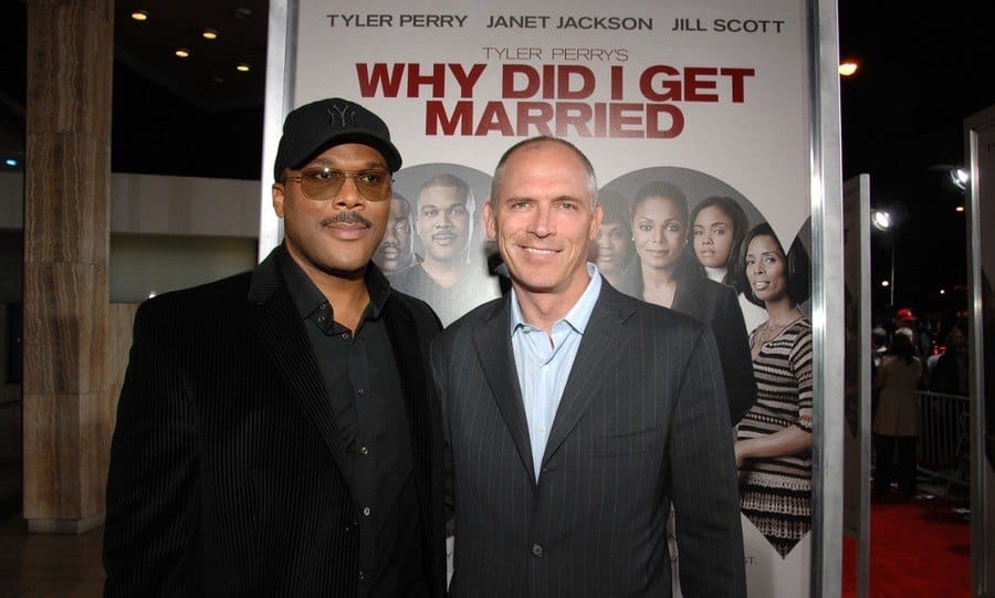 Writer director Tyler Perry and Lionsgate's Joe Drake